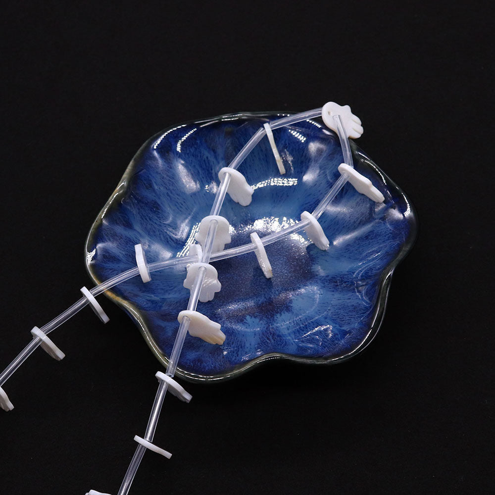 20 PCS Package Of Natural Shell Palm Beads Featuring Carving Craft For Jewelry Making