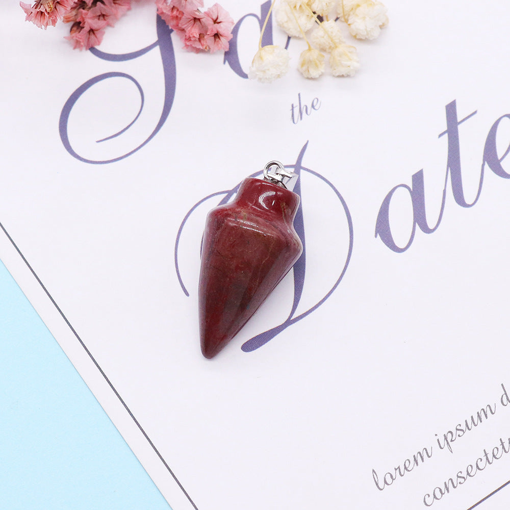 Watermelon Natural Stone Pendant With Watermelon Stone Inlay, Polished Finish Jewelry