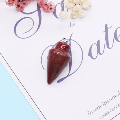 Watermelon Natural Stone Pendant With Watermelon Stone Inlay, Polished Finish Jewelry