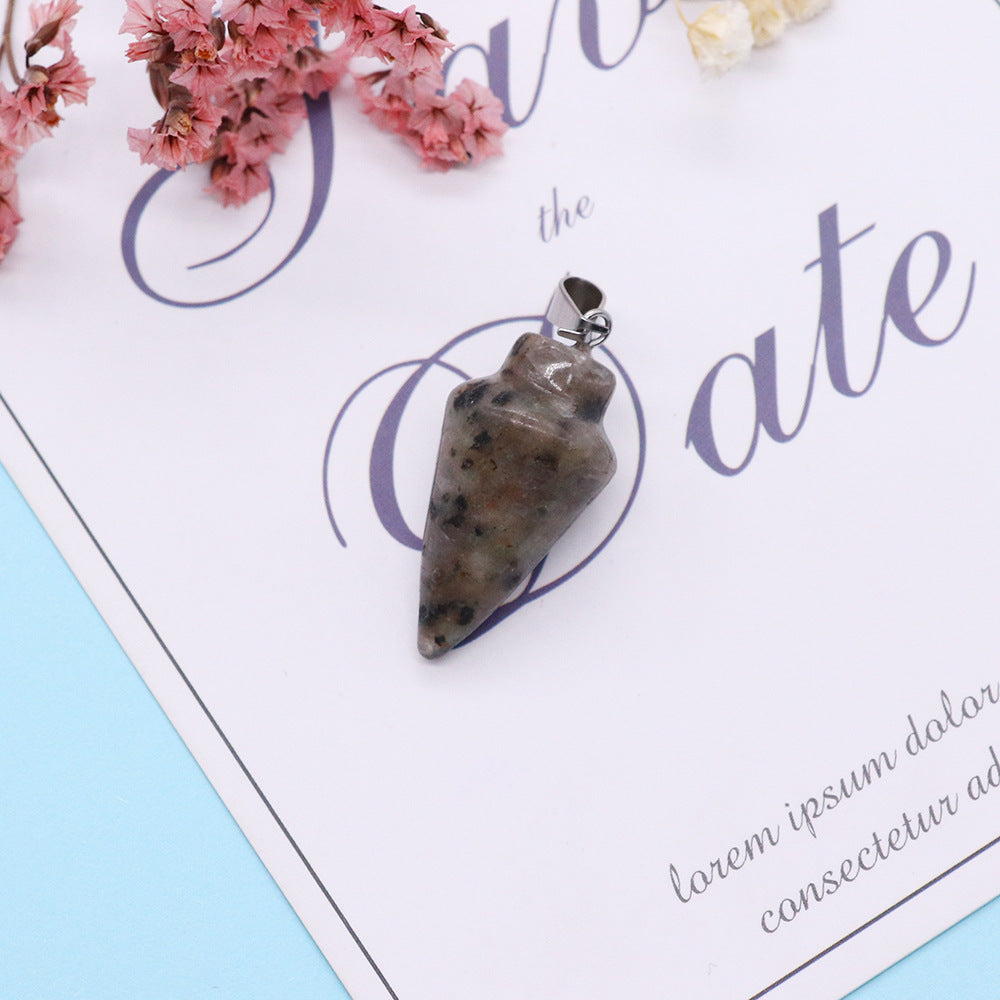 Watermelon Natural Stone Pendant With Watermelon Stone Inlay, Polished Finish Jewelry