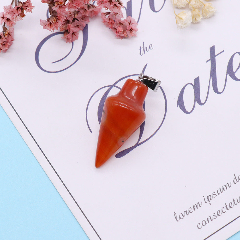 Watermelon Natural Stone Pendant With Watermelon Stone Inlay, Polished Finish Jewelry