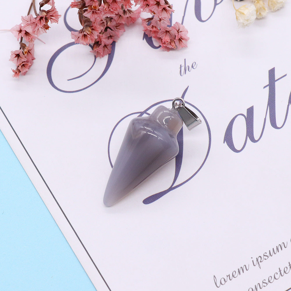 Watermelon Natural Stone Pendant With Watermelon Stone Inlay, Polished Finish Jewelry