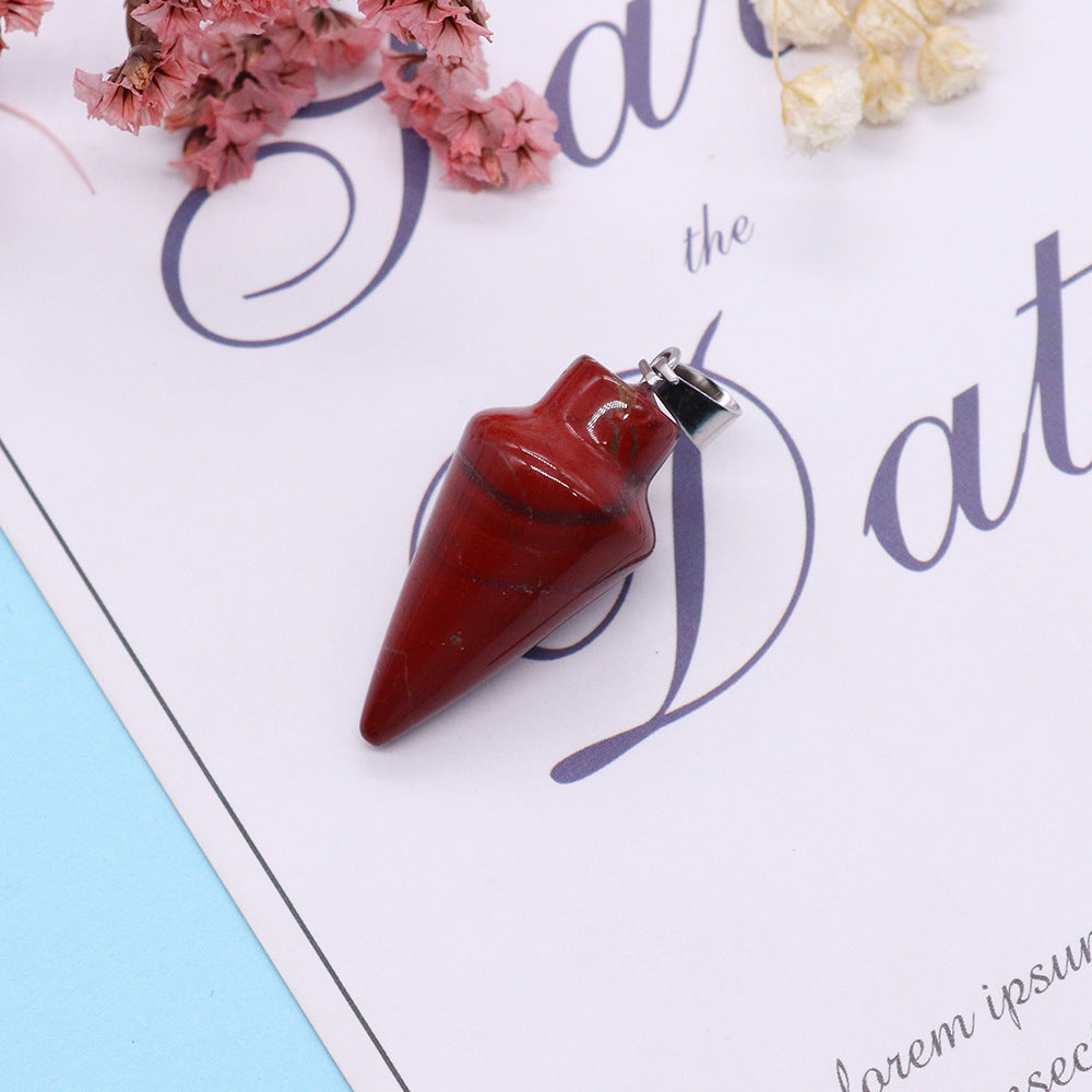 Watermelon Natural Stone Pendant With Watermelon Stone Inlay, Polished Finish Jewelry