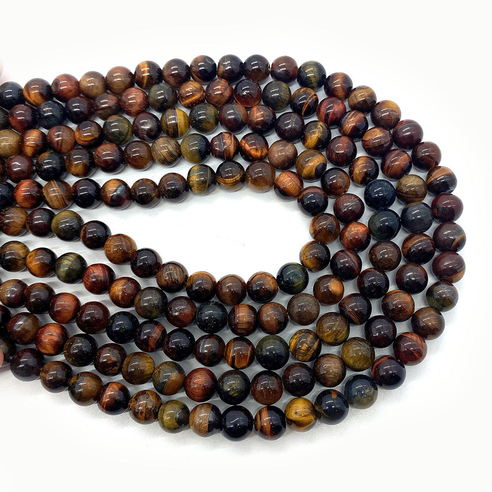 Polished Natural Stone Ball Beads With Tiger Eye Inlay, Diameter 6 Mm, Available In Colour