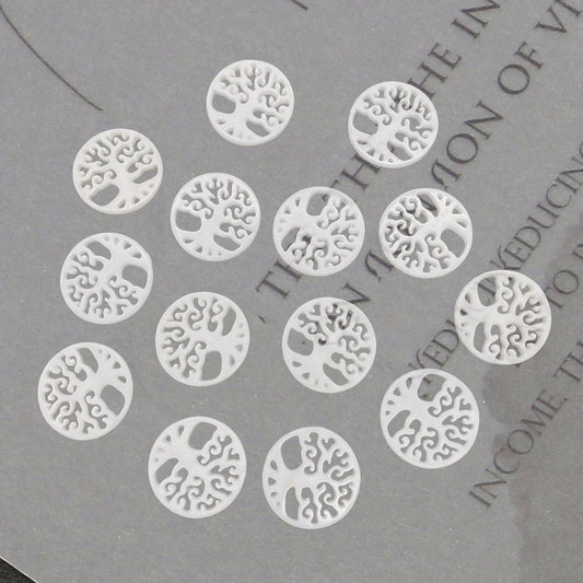 Life Tree Pendant 50 PCS Package Featuring Carving Craftsmanship In Natural Shell Material For Jewelry Making