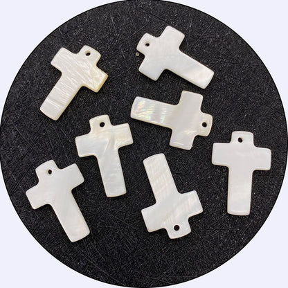 100 PCS White Natural Shell Cross Pendants Featuring Carving Craftsmanship For Jewelry Making