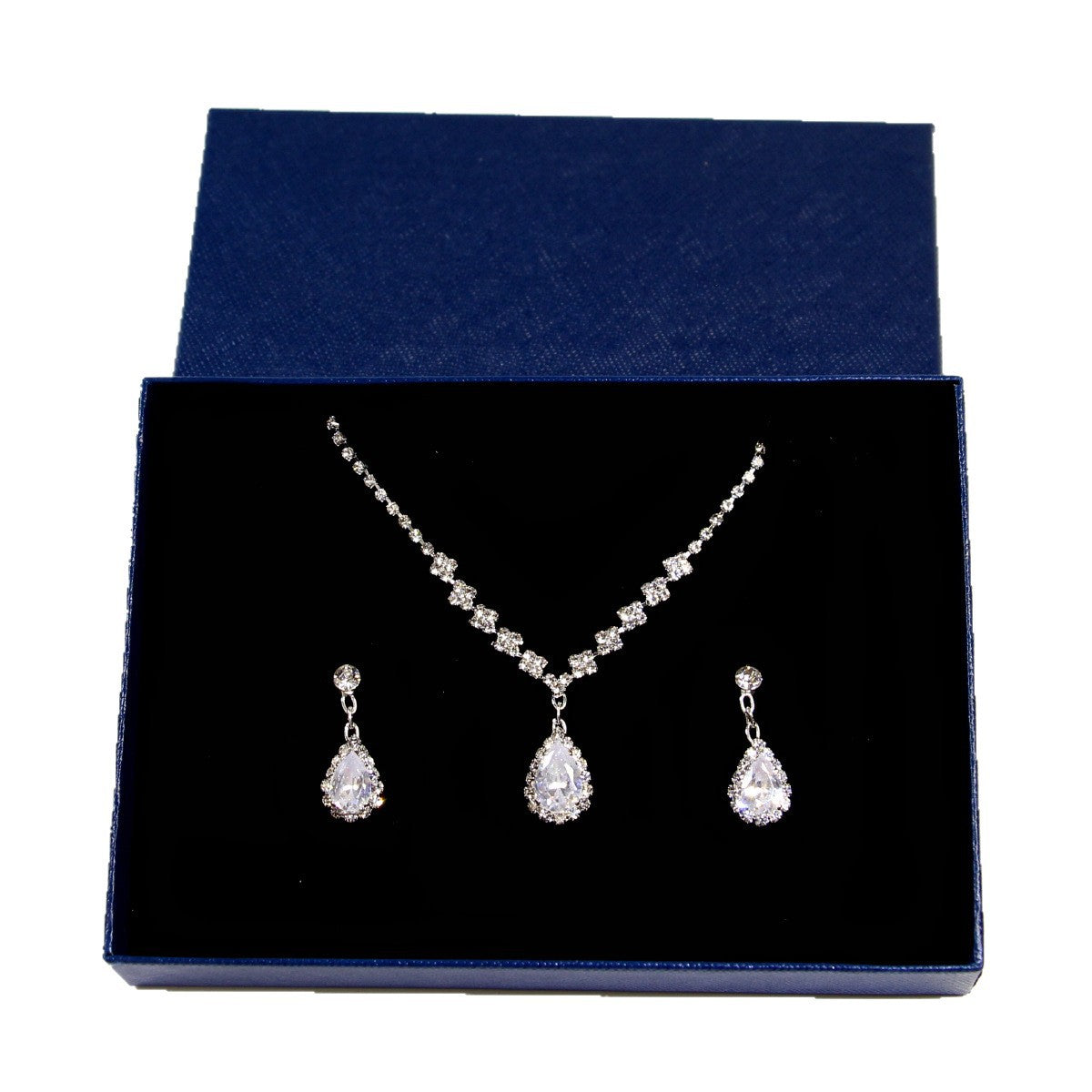 Water Droplets Jewelry Set For Women With Electroplated Copper Alloy And Zircon Inlay, 3 Pieces Set