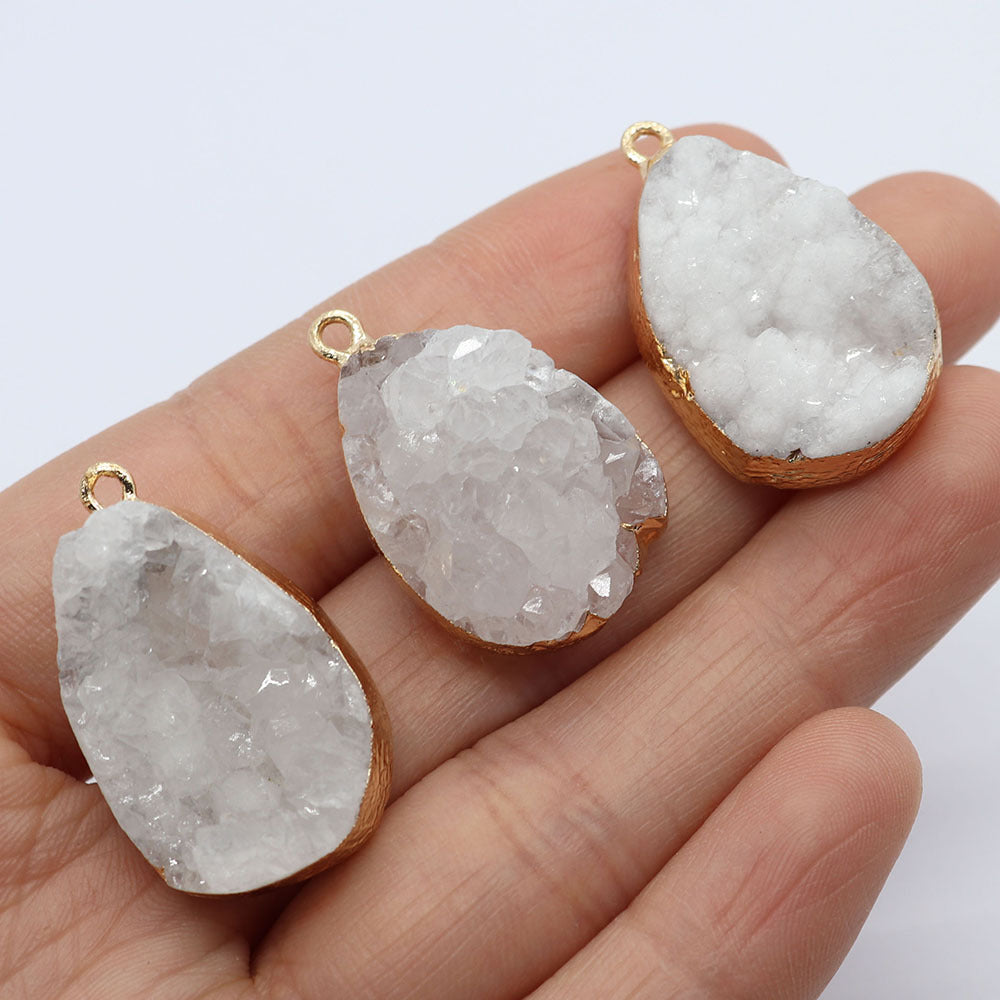 Water Droplets Pendant In White Crystal, Natural Jewelry Accessory