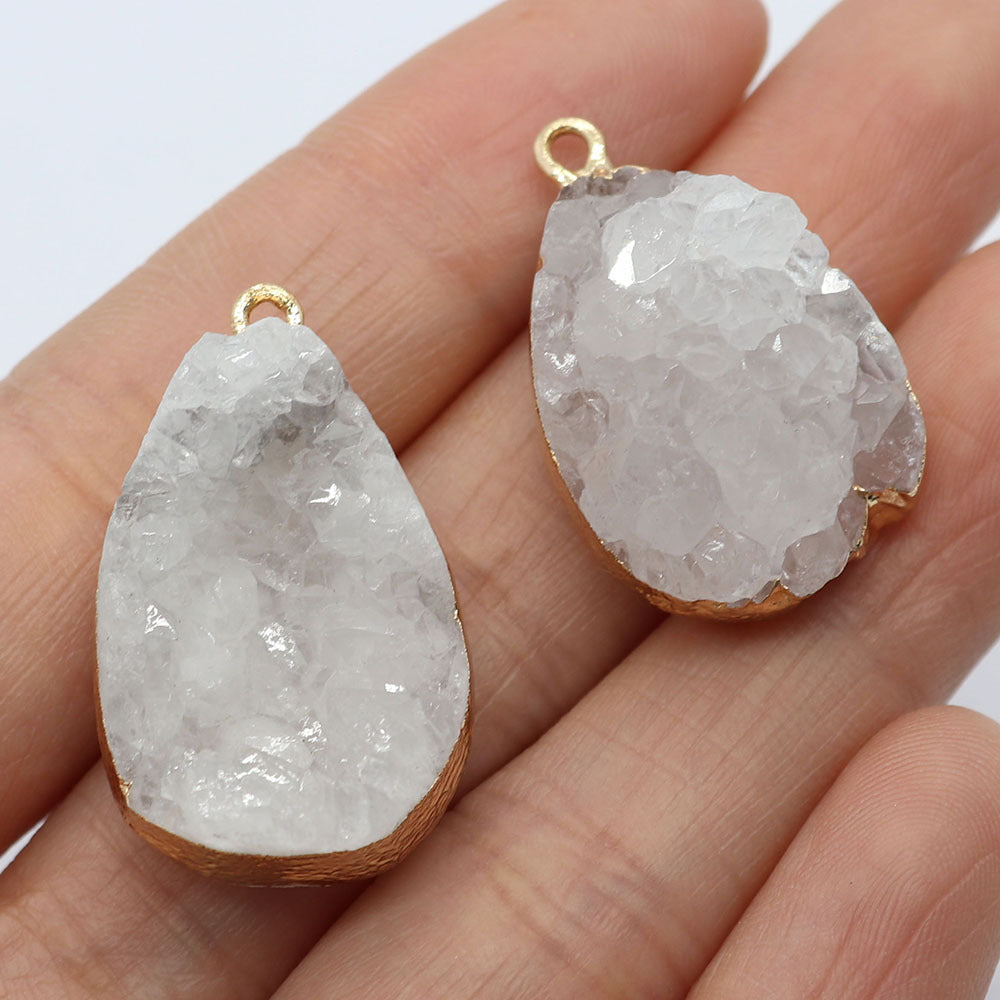 Water Droplets Pendant In White Crystal, Natural Jewelry Accessory