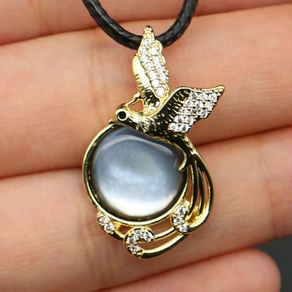 Round Shell Pendant With Rhinestones, Electroplated Finish, White Color