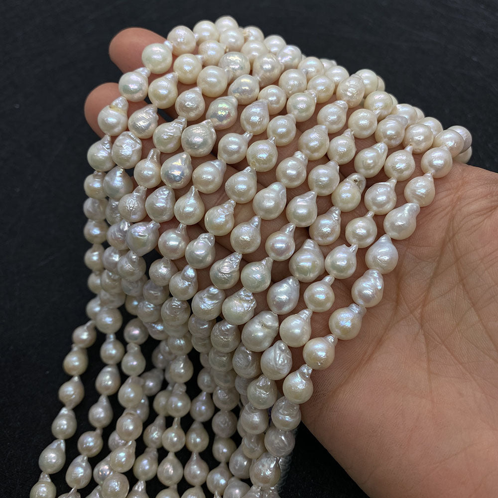 Polished Freshwater Pearl Beads With 8mm Diameter Featuring Baroque Pearl Inlay In White