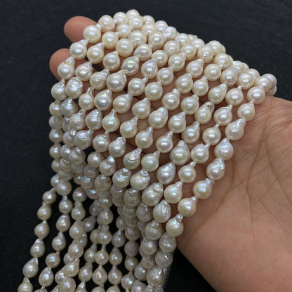 Polished Freshwater Pearl Beads With 8mm Diameter Featuring Baroque Pearl Inlay In White