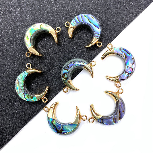 Moon Shell Connectors For Jewelry Making Featuring Electroplated Natural Material