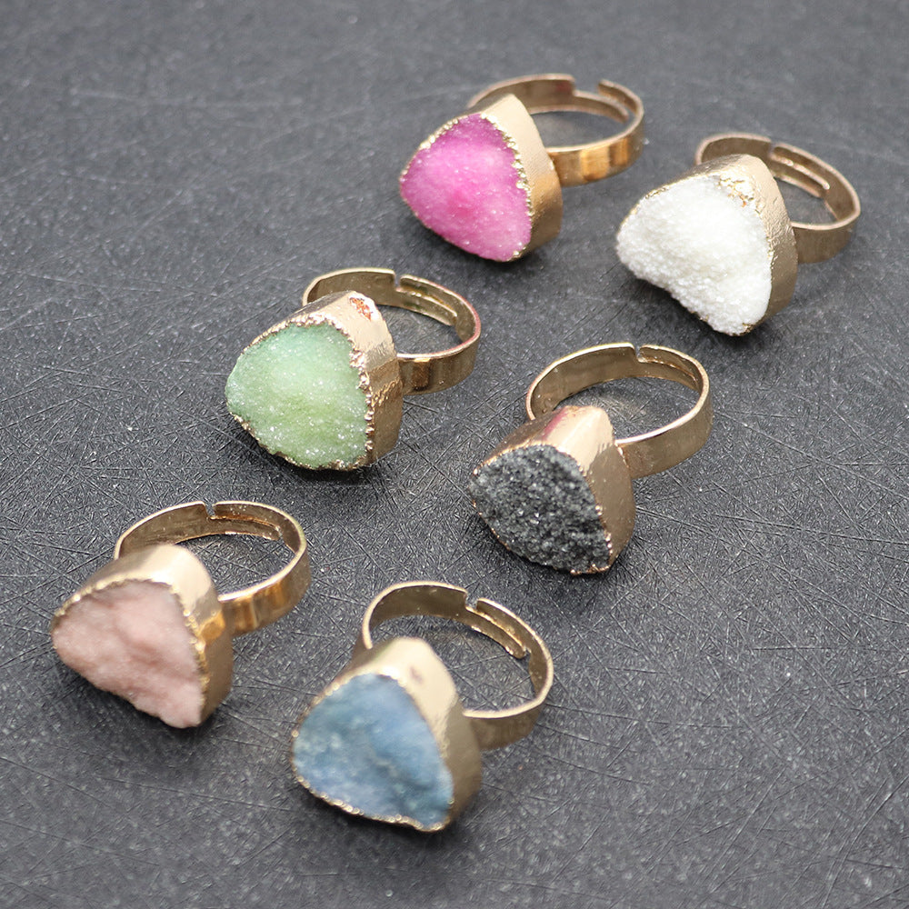 Ethnic Style Unisex Ring Featuring Trillion-cut Natural Stone In Green With Natural Stone Setting