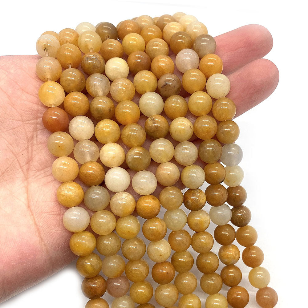 Round Natural Stone Beads With Jade Inlay, Diameter 6 Mm, Polished And Center-Drilled For Jewelry Making