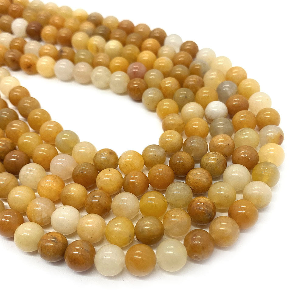 Round Natural Stone Beads With Jade Inlay, Diameter 6 Mm, Polished And Center-Drilled For Jewelry Making