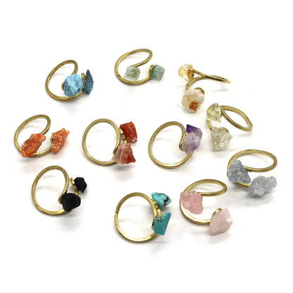 Unisex Open Rings Featuring Irregular Natural Stone Inlay, Made With Natural Stone, 50 PCS/Package