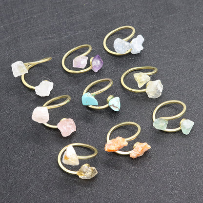 Unisex Open Rings Featuring Irregular Natural Stone Inlay, Made With Natural Stone, 50 PCS/Package