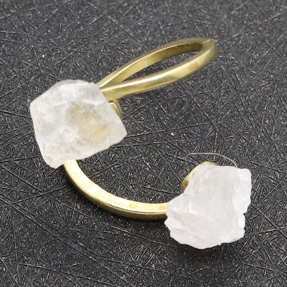 Unisex Open Rings Featuring Irregular Natural Stone Inlay, Made With Natural Stone, 50 PCS/Package