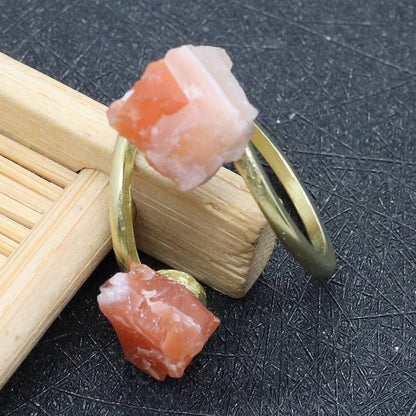 Unisex Open Rings Featuring Irregular Natural Stone Inlay, Made With Natural Stone, 50 PCS/Package