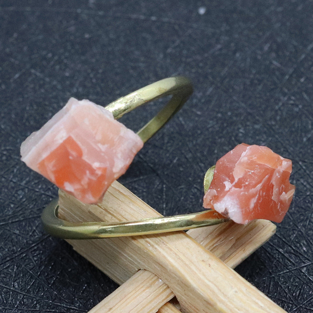 Unisex Open Rings Featuring Irregular Natural Stone Inlay, Made With Natural Stone, 50 PCS/Package