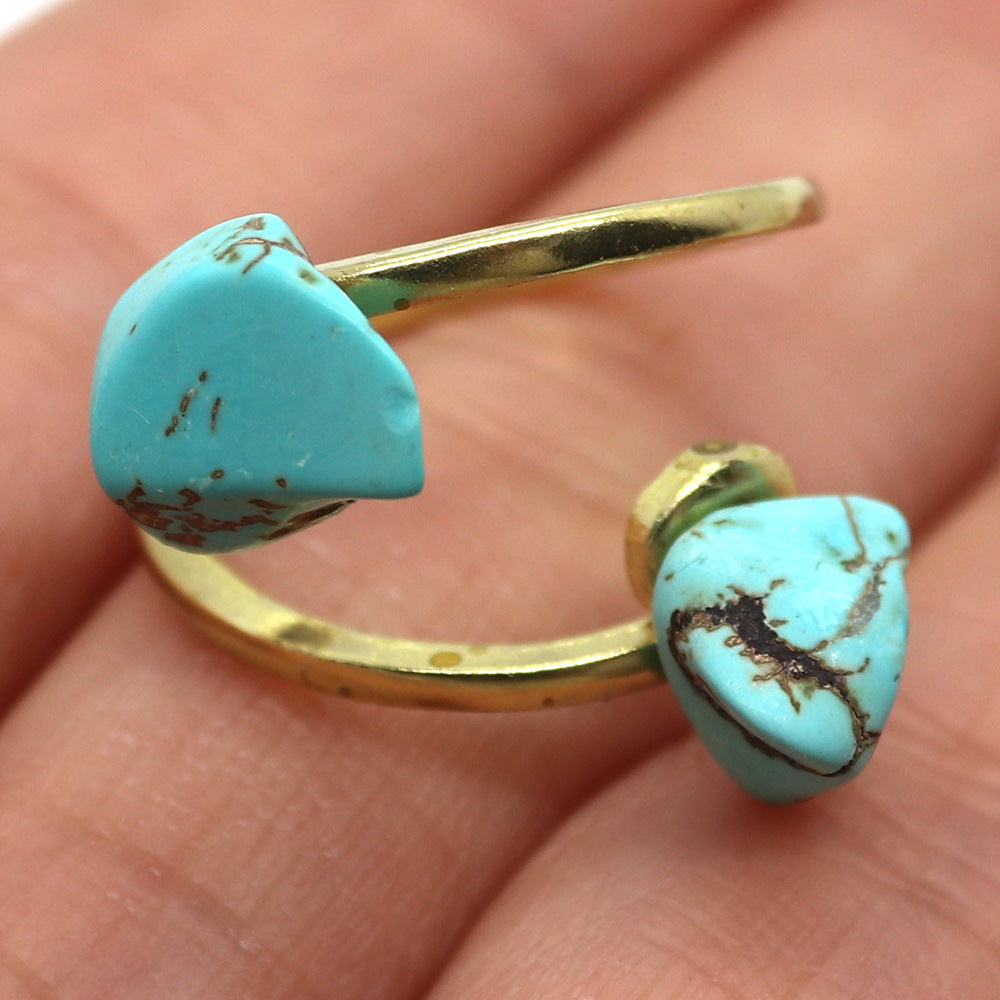 Unisex Open Rings Featuring Irregular Natural Stone Inlay, Made With Natural Stone, 50 PCS/Package