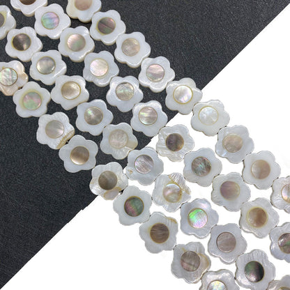 Polished Shell Flowers Beads In Dyed Black Featuring Natural Baroque Style For Jewelry Making