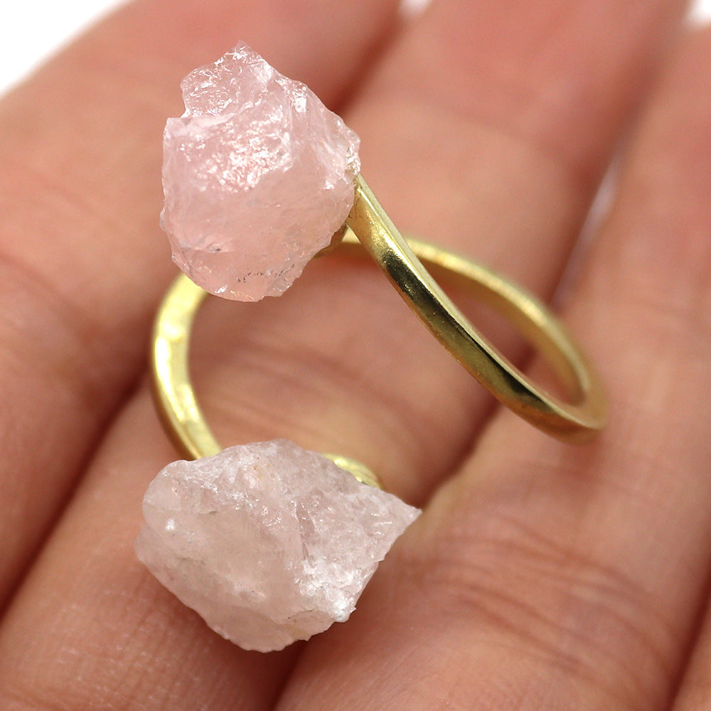 Unisex Open Rings Featuring Irregular Natural Stone Inlay, Made With Natural Stone, 50 PCS/Package