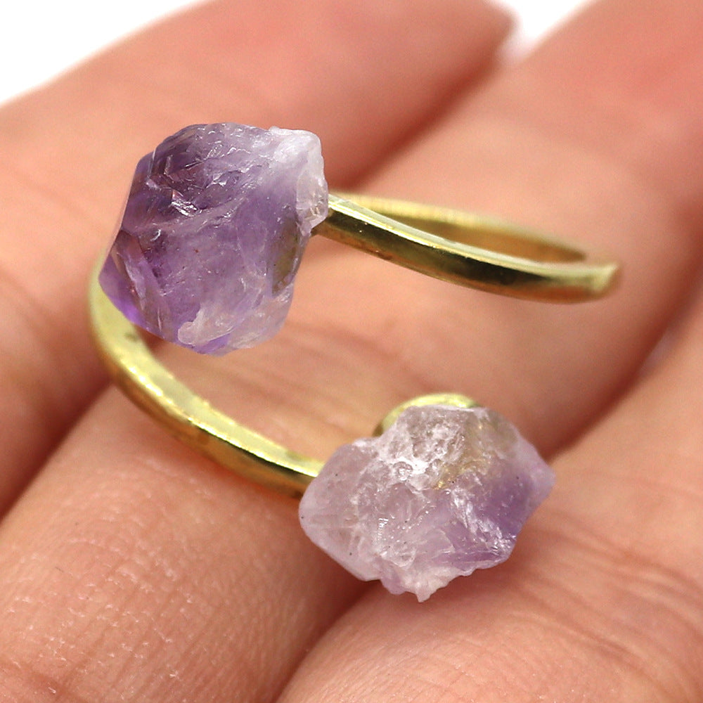 Unisex Open Rings Featuring Irregular Natural Stone Inlay, Made With Natural Stone, 50 PCS/Package