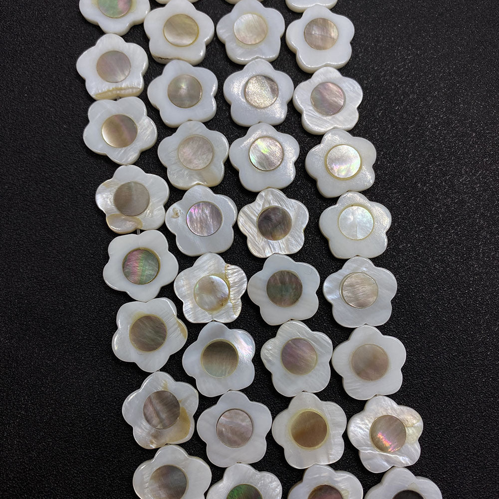 Polished Shell Flowers Beads In Dyed Black Featuring Natural Baroque Style For Jewelry Making
