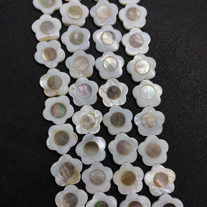 Polished Shell Flowers Beads In Dyed Black Featuring Natural Baroque Style For Jewelry Making