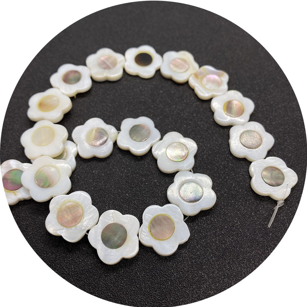 Polished Shell Flowers Beads In Dyed Black Featuring Natural Baroque Style For Jewelry Making