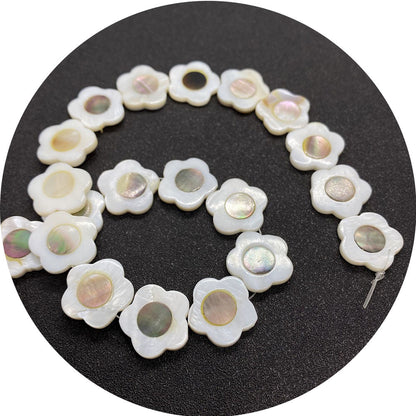 Polished Shell Flowers Beads In Dyed Black Featuring Natural Baroque Style For Jewelry Making