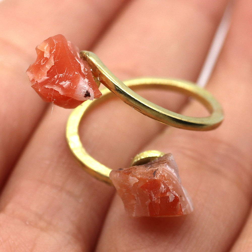 Unisex Open Rings Featuring Irregular Natural Stone Inlay, Made With Natural Stone, 50 PCS/Package