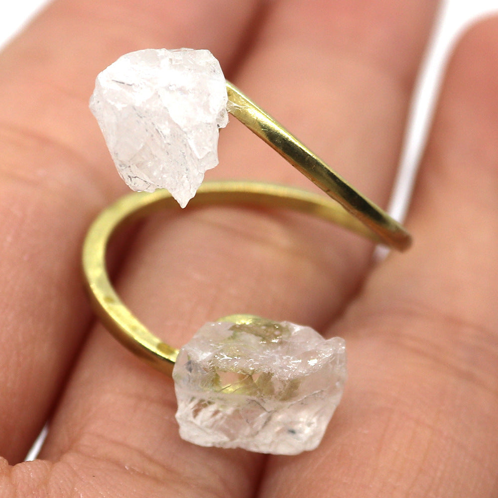 Unisex Open Rings Featuring Irregular Natural Stone Inlay, Made With Natural Stone, 50 PCS/Package