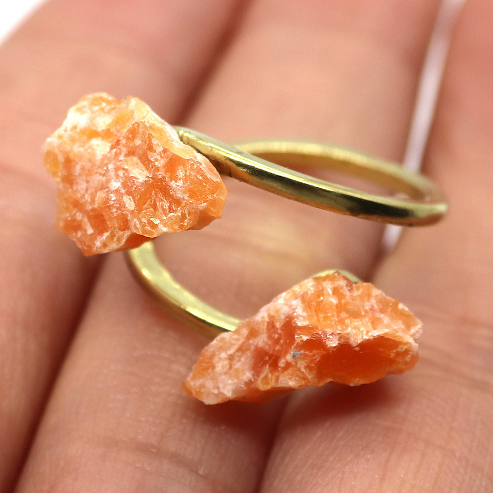 Unisex Open Rings Featuring Irregular Natural Stone Inlay, Made With Natural Stone, 50 PCS/Package