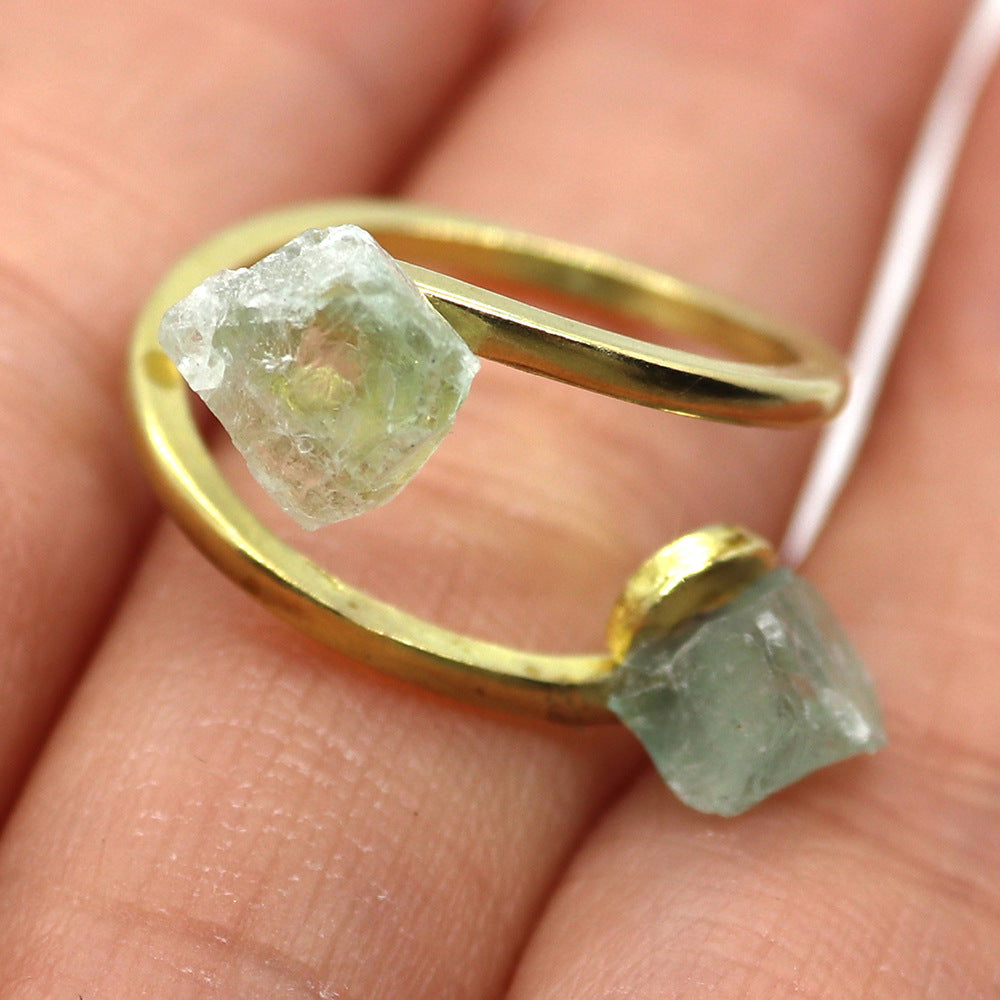 Unisex Open Rings Featuring Irregular Natural Stone Inlay, Made With Natural Stone, 50 PCS/Package