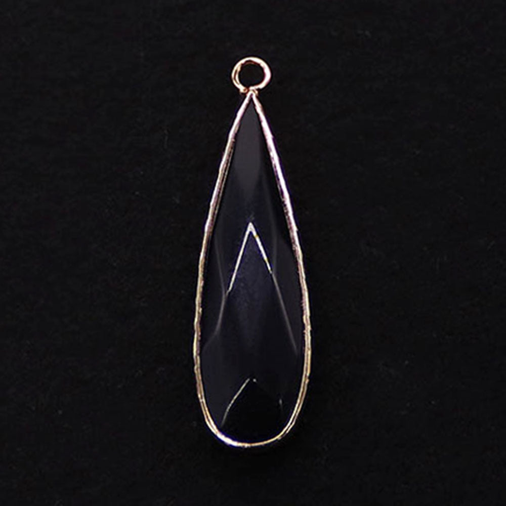 Water Droplets Pendant Made Of Natural Stone Featuring Electroplated Gold And Copper Plated Finish In Cyan