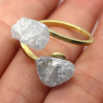 Unisex Open Rings Featuring Irregular Natural Stone Inlay, Made With Natural Stone, 50 PCS/Package