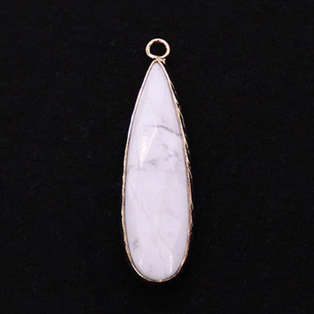 Water Droplets Pendant Made Of Natural Stone Featuring Electroplated Gold And Copper Plated Finish In Cyan