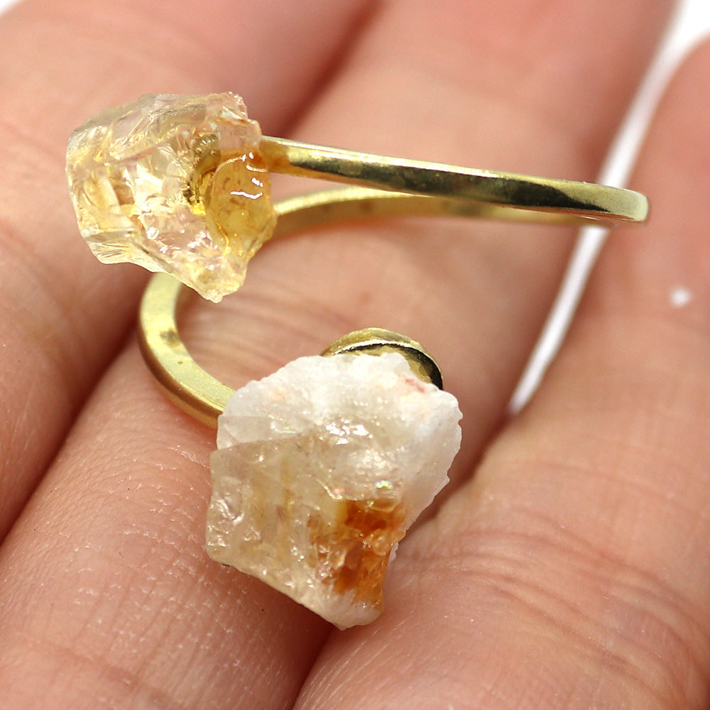 Unisex Open Rings Featuring Irregular Natural Stone Inlay, Made With Natural Stone, 50 PCS/Package