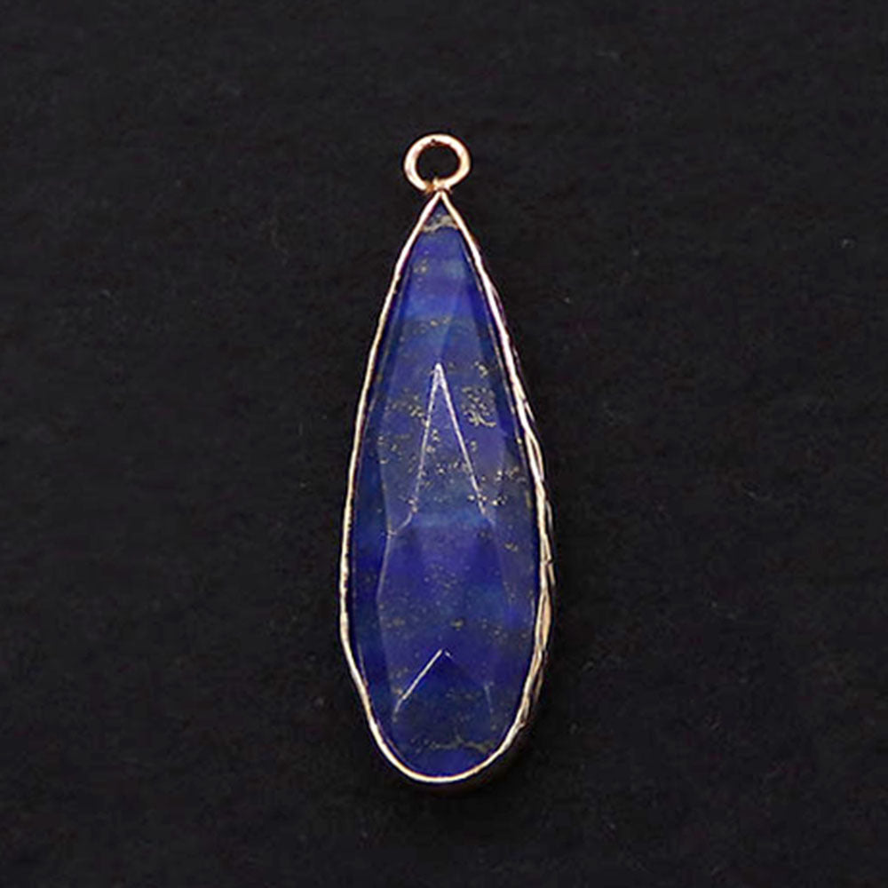 Water Droplets Pendant Made Of Natural Stone Featuring Electroplated Gold And Copper Plated Finish In Cyan