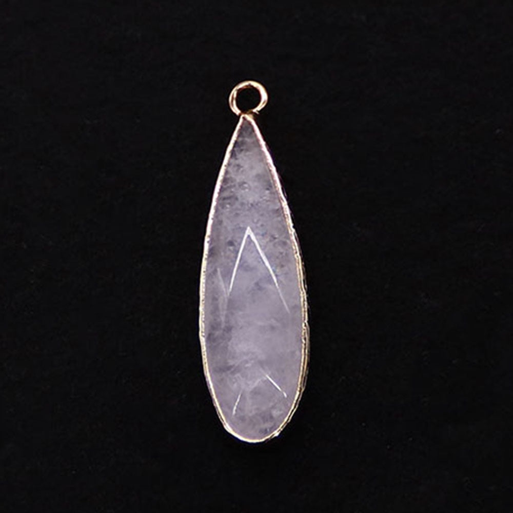 Water Droplets Pendant Made Of Natural Stone Featuring Electroplated Gold And Copper Plated Finish In Cyan