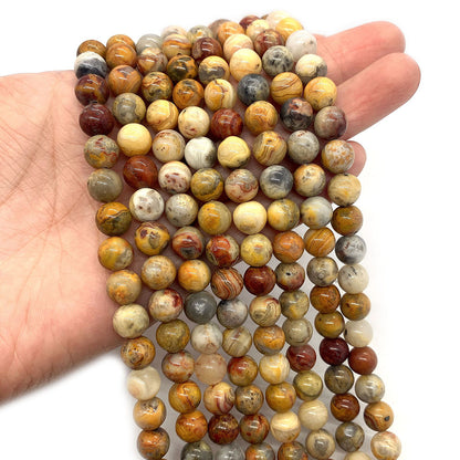 Round Polished Natural Stone Beads With Agate Inlay, Diameter 6 Mm For Jewelry Making