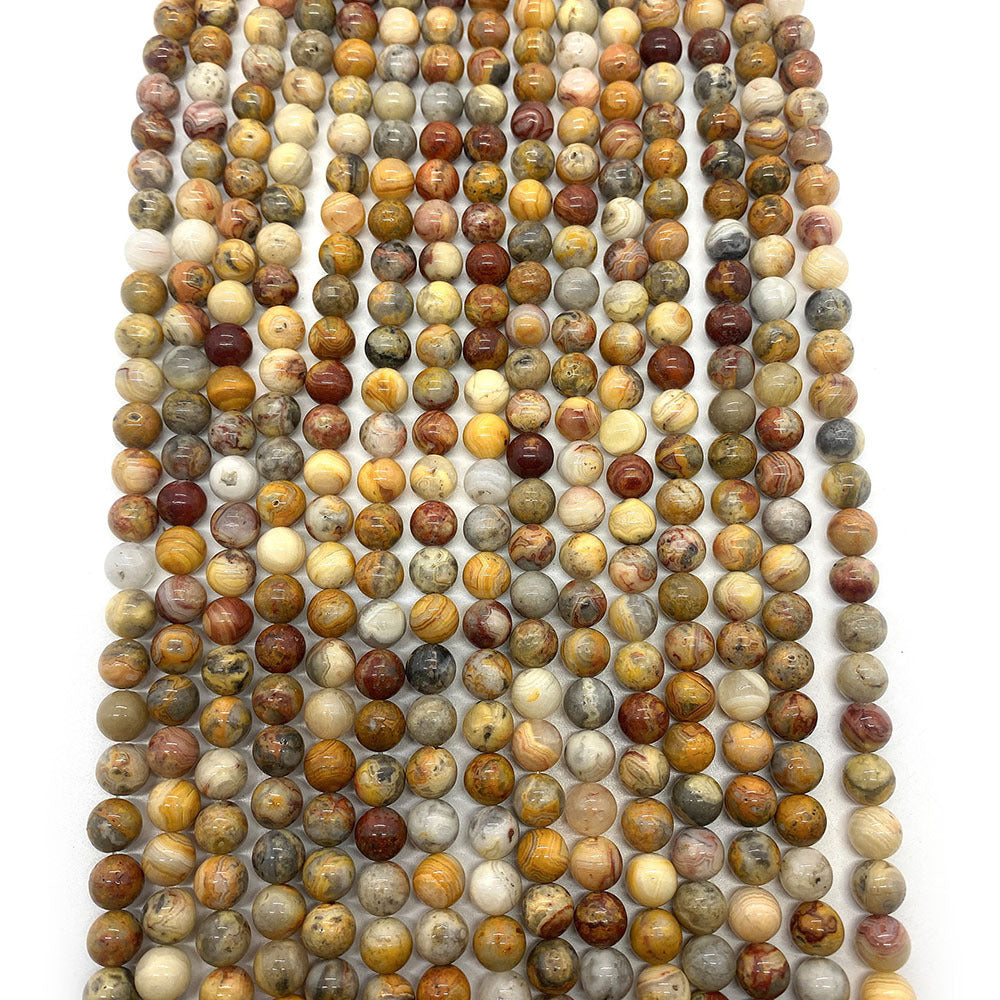 Round Polished Natural Stone Beads With Agate Inlay, Diameter 6 Mm For Jewelry Making