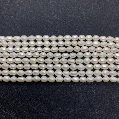 Polished Freshwater Pearl Beads With Seed Bead Inlay, Hole Size 2~2.9mm, White Pearls For Jewelry Making