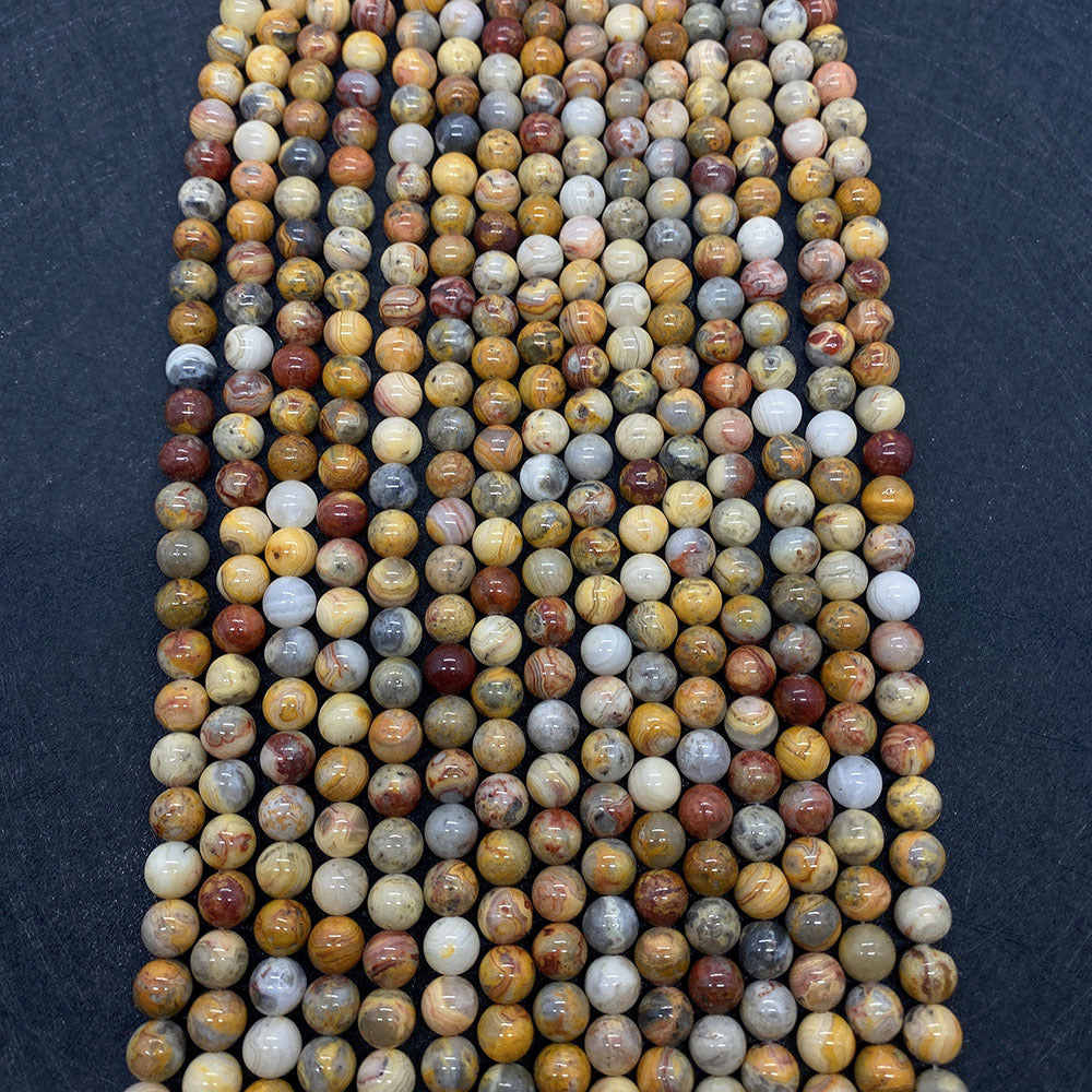 Round Polished Natural Stone Beads With Agate Inlay, Diameter 6 Mm For Jewelry Making