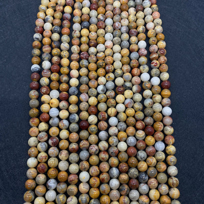 Round Polished Natural Stone Beads With Agate Inlay, Diameter 6 Mm For Jewelry Making