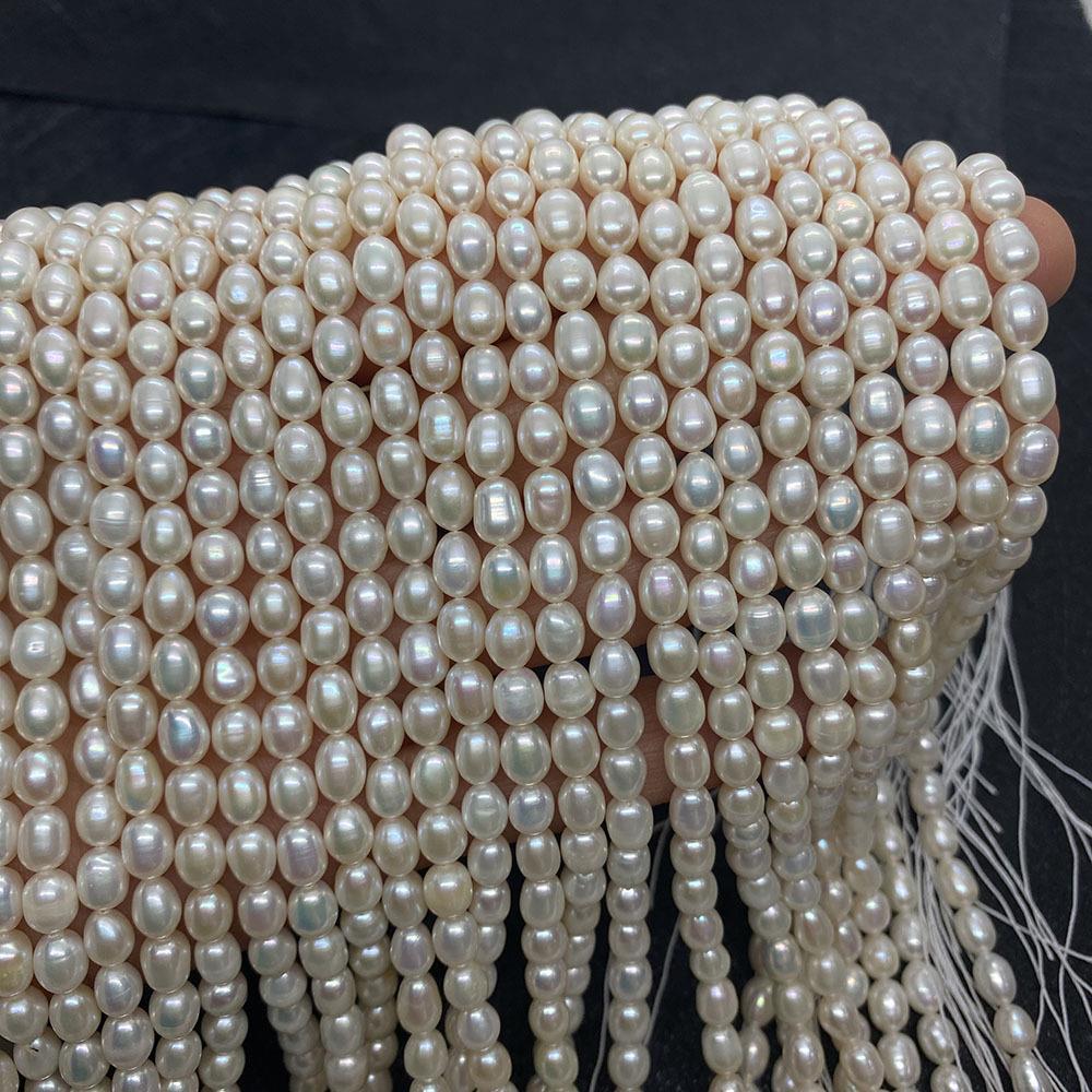 Polished Freshwater Pearl Beads With Seed Bead Inlay, Hole Size 2~2.9mm, White Pearls For Jewelry Making