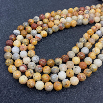Round Polished Natural Stone Beads With Agate Inlay, Diameter 6 Mm For Jewelry Making